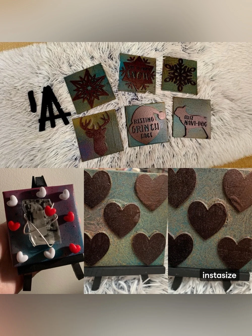 HANDMADE CHRISTMAS AND HEARTS CANVAS